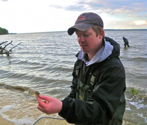 Stuart Neifert catches a crab