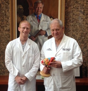 Alumni connections: Evan Harris '16 with Dr. W. Randolph Chitwood '72, founder and director of the East Carolina Heart Institute