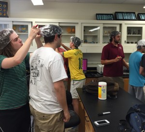 Dr. Clabough's students prep for classwork in neuroscience