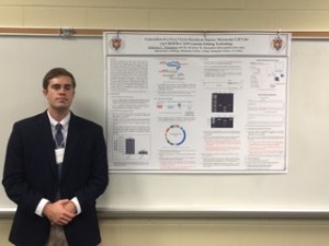Jefferson Thompson '16 and his poster describing the generation of a Foxc2 knockout melanoma cell line