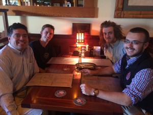 Associate Professor of Biology and ASCB Education Committee Member Mike Wolyniak, Kris Miller '13, Taylor Meinhardt '16, and Will Echols '17 have lunch on Coronado Island