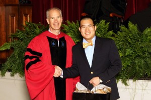 Dr. Werth presents the Overcast Prize to James Lau '17