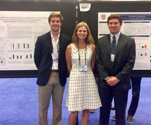 Jamie Ingersoll '18, Dr. Erin Clabough, and Tyler Reekes '17 with their research posters in San Diego