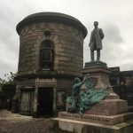 A war memorial for Scottish American Soldiers directly next to the gravesite of David Hume.