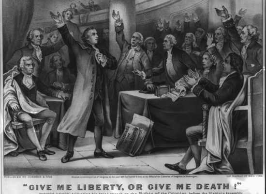 a replication of the historic Patrick Henry speech, "Give me liberty..."