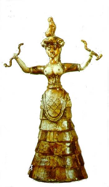 Faience Snake Goddess, Knossos, 16th century BC, Heraklion Museum