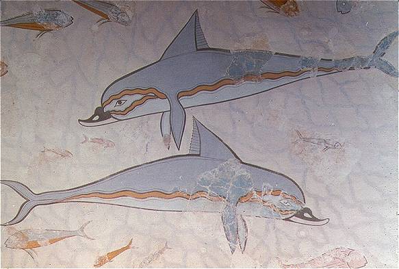 Dolphins fresco, Queen's quarters, Knossos, Heraklion Museum